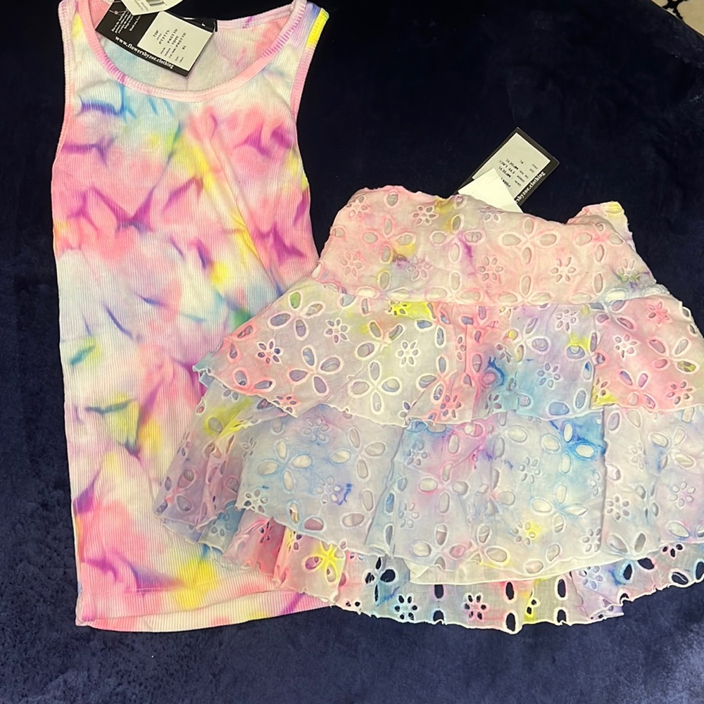 FBZ SET - Girls XL, 2 piece multi color skirt set